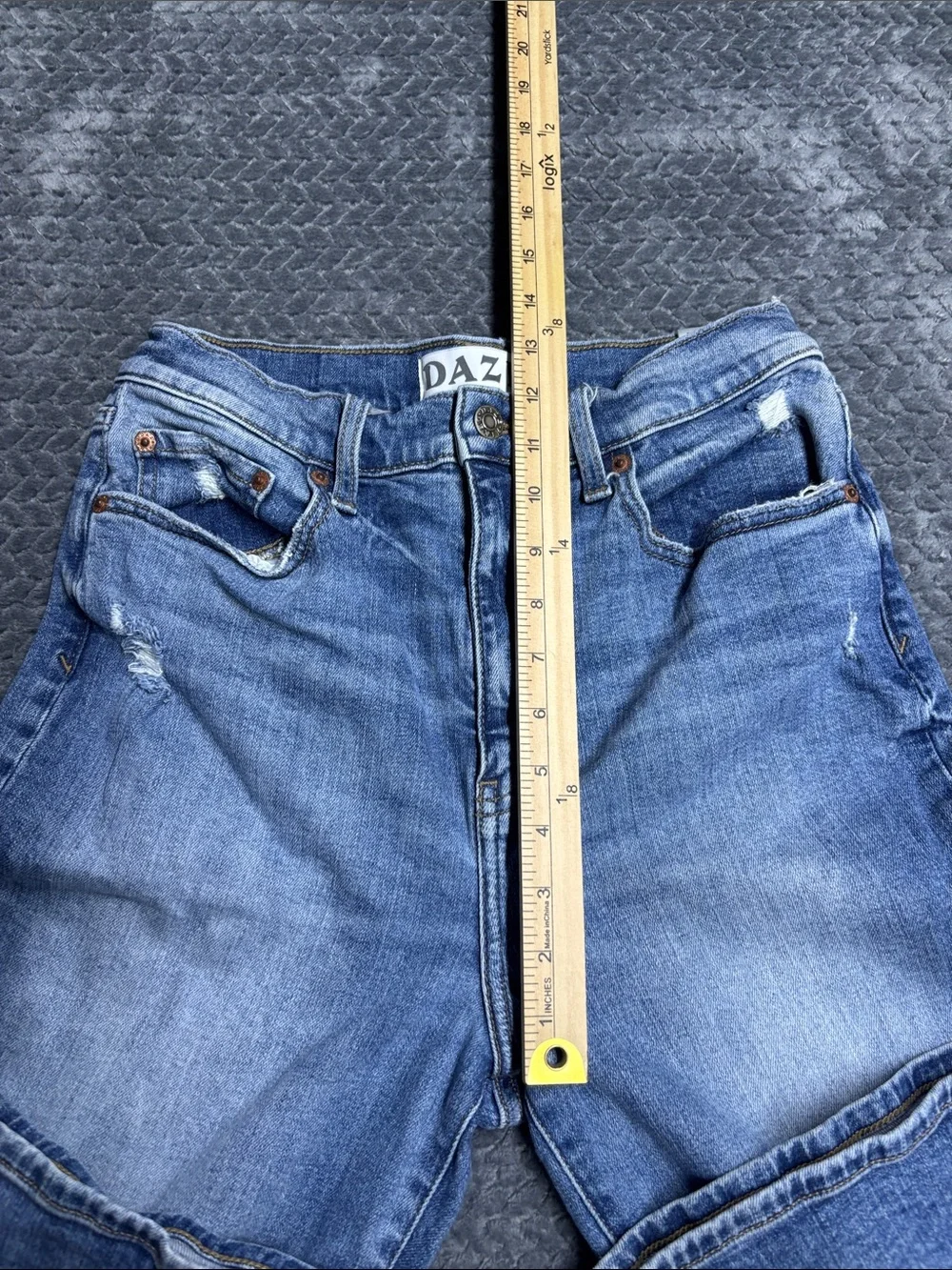Daze Classic Blue Flare Jeans with Light Distressing